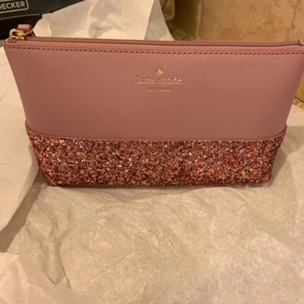 Kate spade glitter cosmetic bag